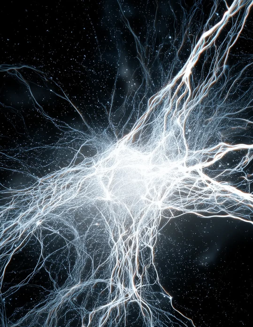 Neural network visualization representing AI research